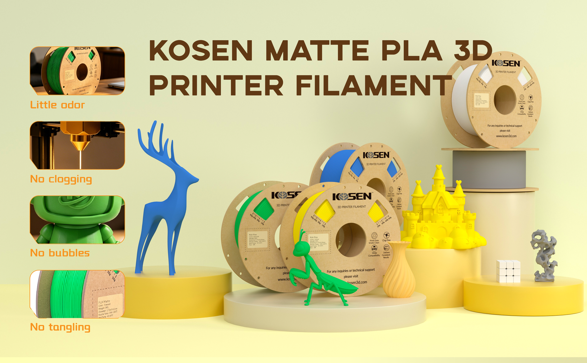 KOSEN PLA-Matte 1.75mm 3D Filament 1KG